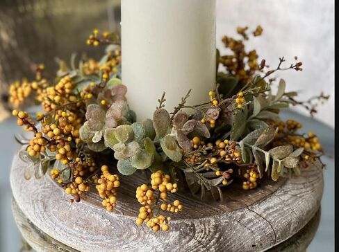 Pebble Berry Candle Ring Set | 2 Pc - 10 Inch with 3 Inch Center Wreath Candle Rings - Cream Creek in Saudi Arabia