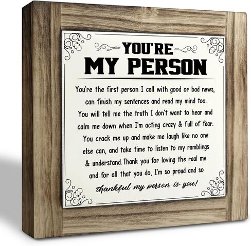 Thank You Gifts, You're My Person Poem, Box Wood Plaques Desk Décor, Anniversary Poem for Home Decor, Valentines Gift, Wife Gift, Husband Gift, Friendship Gift for Best Friend, Romantic Gift for Her in Kuwait