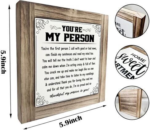 Thank You Gifts, You're My Person Poem, Box Wood Plaques Desk Décor, Anniversary Poem for Home Decor, Valentines Gift, Wife Gift, Husband Gift, Friendship Gift for Best Friend, Romantic Gift for Her in Kuwait