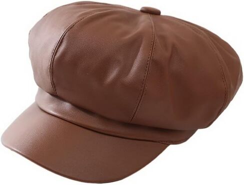 PU Newsboy Beret Caps for Women Men Cabbie Painter Cap Solid Color Paperboy Hats in Saudi Arabia