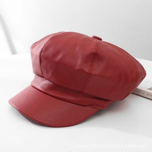 PU Newsboy Beret Caps for Women Men Cabbie Painter Cap Solid Color Paperboy Hats in Saudi Arabia