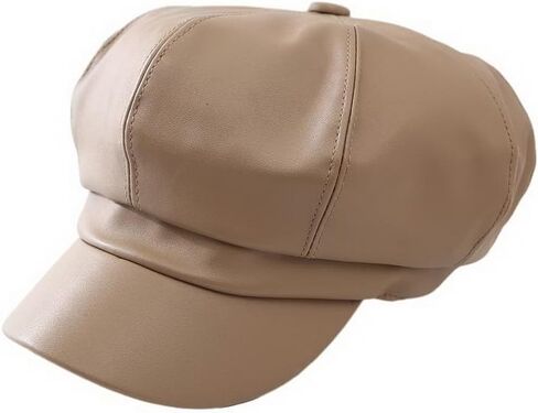 PU Newsboy Beret Caps for Women Men Cabbie Painter Cap Solid Color Paperboy Hats in Saudi Arabia