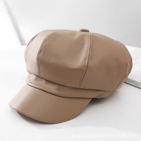 PU Newsboy Beret Caps for Women Men Cabbie Painter Cap Solid Color Paperboy Hats in Saudi Arabia