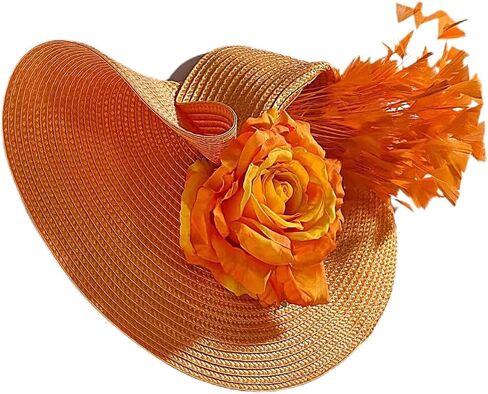 L'ouve Tea Party Fascinator Hat for Women Kentucky Headwear Flower Feathers Derby Pillbox Wide Church Hat for Cocktail 2024 in Saudi Arabia