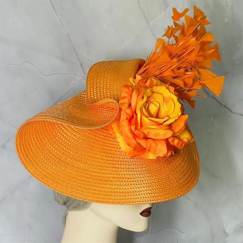 L'ouve Tea Party Fascinator Hat for Women Kentucky Headwear Flower Feathers Derby Pillbox Wide Church Hat for Cocktail 2024 in Saudi Arabia