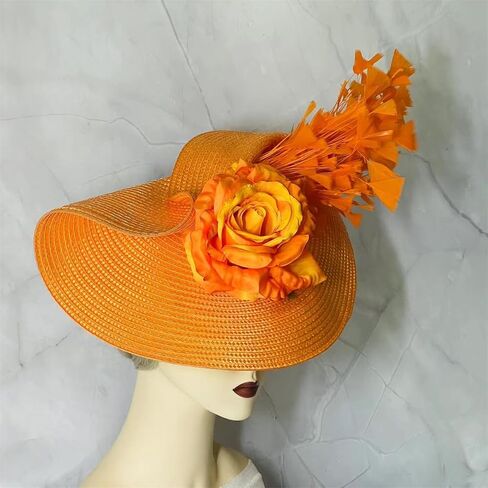 L'ouve Tea Party Fascinator Hat for Women Kentucky Headwear Flower Feathers Derby Pillbox Wide Church Hat for Cocktail 2024 in Saudi Arabia
