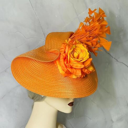 L'ouve Tea Party Fascinator Hat for Women Kentucky Headwear Flower Feathers Derby Pillbox Wide Church Hat for Cocktail 2024 in Saudi Arabia
