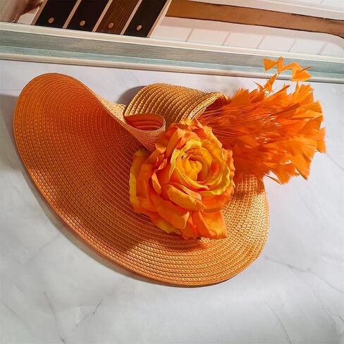 L'ouve Tea Party Fascinator Hat for Women Kentucky Headwear Flower Feathers Derby Pillbox Wide Church Hat for Cocktail 2024 in Saudi Arabia