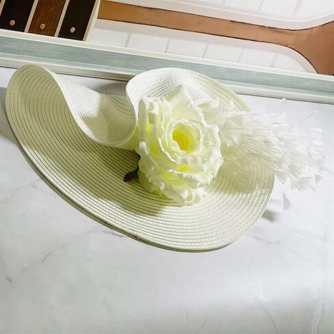 L'ouve Tea Party Fascinator Hat for Women Kentucky Headwear Flower Feathers Derby Pillbox Wide Church Hat for Cocktail 2024 in Saudi Arabia