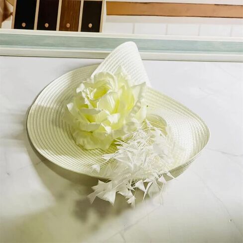 L'ouve Tea Party Fascinator Hat for Women Kentucky Headwear Flower Feathers Derby Pillbox Wide Church Hat for Cocktail 2024 in Saudi Arabia