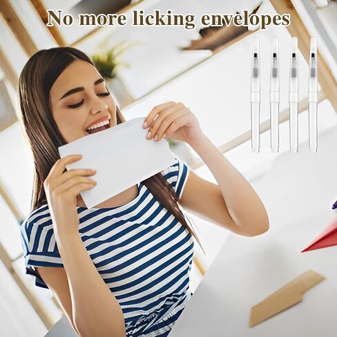6 Pcs Letter Sealer Stamp Moistener Envelopes Sealer Pencil Style Envelope Moistener with Nylon Brush Head Stamp Mailing Envelope Licker for Office Classroom, Clear in Saudi Arabia