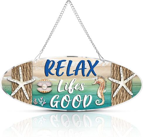 Hotop Metal Surfboard Sign Decor A Day At The Beach Restores The Soul Plaque Hanging Beach Decor for Wall and Door Outside Decor, 4 x 12.6 Inch in Saudi Arabia