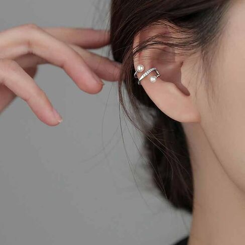 Pearl Ear Cuff for Women Trendy Ear Cuffs Earrings Non Piercing Pearl Cartilage Cuff Jewelry Gift for Teen Girls in Saudi Arabia