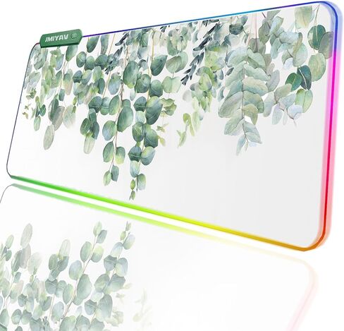 JMIYAV RGB Cherry Blossom Gaming Mouse Pad Pink 31.5x12 Inch PC XL Large Extended Glowing Led Light Up Desk Pad Non-Slip Rubber Base Computer Keyboard and Mouse Pad Cute Mousepad in Kuwait