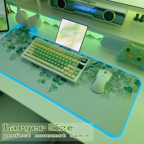 JMIYAV RGB Cherry Blossom Gaming Mouse Pad Pink 31.5x12 Inch PC XL Large Extended Glowing Led Light Up Desk Pad Non-Slip Rubber Base Computer Keyboard and Mouse Pad Cute Mousepad in Kuwait