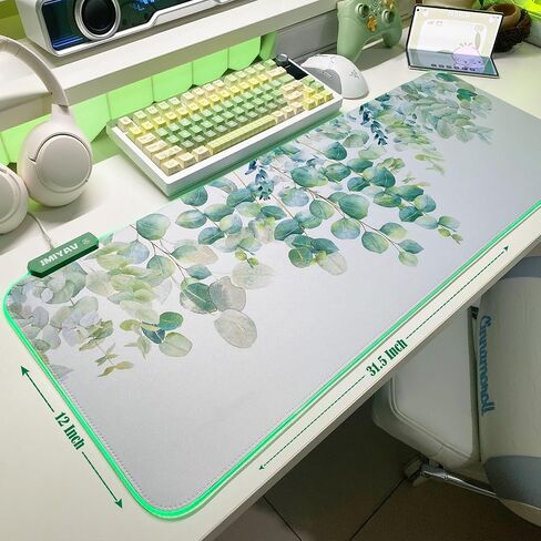 JMIYAV RGB Cherry Blossom Gaming Mouse Pad Pink 31.5x12 Inch PC XL Large Extended Glowing Led Light Up Desk Pad Non-Slip Rubber Base Computer Keyboard and Mouse Pad Cute Mousepad in Kuwait