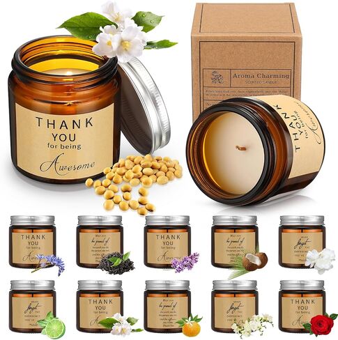 MTLEE 10 Pcs Thank You Candle Gifts Appreciation Gift for Women Jar Candles 10 Pcs Employee Coworker Staff Appreciation Keychain Gifts for Birthday Christmas Coworker Administrative Assistant Husband in Saudi Arabia