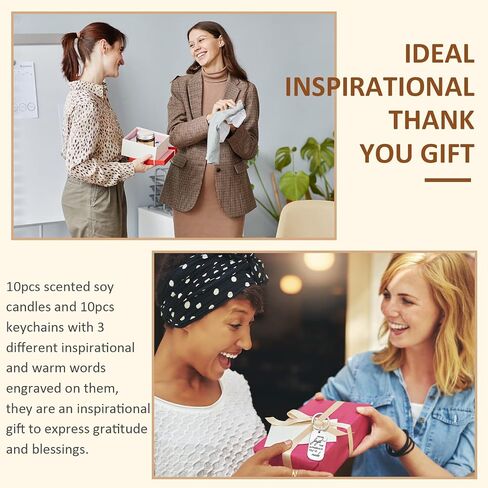 MTLEE 10 Pcs Thank You Candle Gifts Appreciation Gift for Women Jar Candles 10 Pcs Employee Coworker Staff Appreciation Keychain Gifts for Birthday Christmas Coworker Administrative Assistant Husband in Saudi Arabia