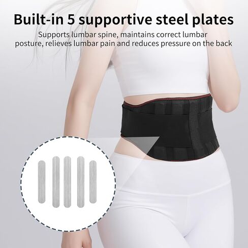 Back Brace for Lower Back Pain Women and Men, Back Support Brace with Removable Self-Heating Pad and Adjustable Straps, Pain Relief Back Waist Support Lumbar Brace Belt in Kuwait