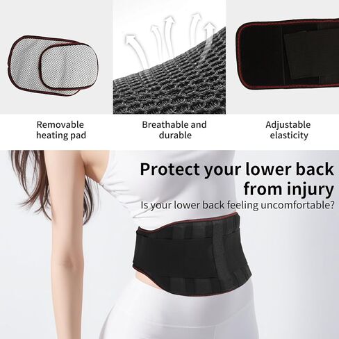 Back Brace for Lower Back Pain Women and Men, Back Support Brace with Removable Self-Heating Pad and Adjustable Straps, Pain Relief Back Waist Support Lumbar Brace Belt in Kuwait