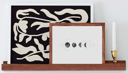 (24 in | 61 cm) Dark Oak Wood Wall Mounted Floating Picture Ledge Shelf | Ideal for Bedroom, Kitchen, Bathroom, Office, Easy Installation, Mounting Hardware Included in Saudi Arabia