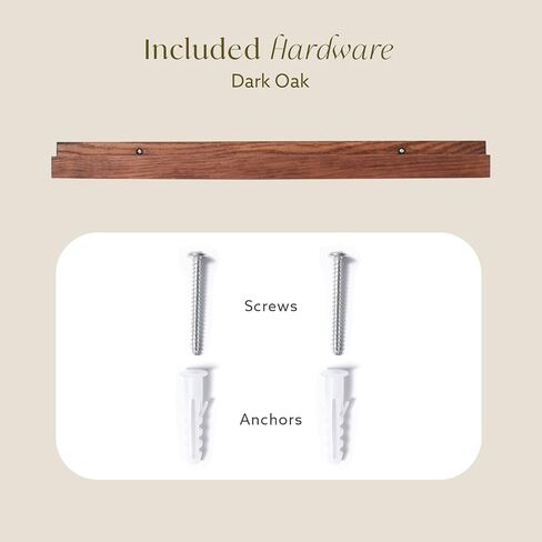 (24 in | 61 cm) Dark Oak Wood Wall Mounted Floating Picture Ledge Shelf | Ideal for Bedroom, Kitchen, Bathroom, Office, Easy Installation, Mounting Hardware Included in Saudi Arabia