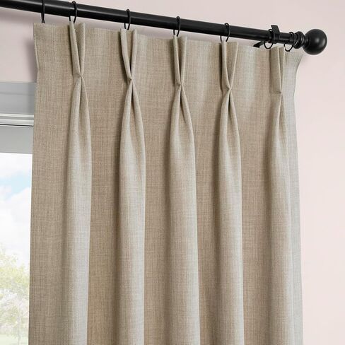 ستائر HPD بنصف السعر من الكتان الصناعي لتعتيم غرفة النوم بطول 108 بوصة (لوحة واحدة)، ستائر مطوية فرنسية مقاس 25 عرض × 108 طول لغرفة المعيشة - ستارة كتان لديكور المنزل، بلون أسمر قشي in Kuwait