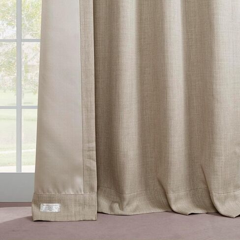 ستائر HPD بنصف السعر من الكتان الصناعي لتعتيم غرفة النوم بطول 108 بوصة (لوحة واحدة)، ستائر مطوية فرنسية مقاس 25 عرض × 108 طول لغرفة المعيشة - ستارة كتان لديكور المنزل، بلون أسمر قشي in Kuwait