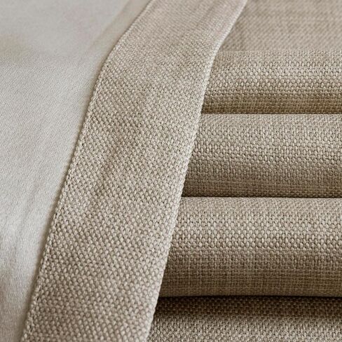 ستائر HPD بنصف السعر من الكتان الصناعي لتعتيم غرفة النوم بطول 108 بوصة (لوحة واحدة)، ستائر مطوية فرنسية مقاس 25 عرض × 108 طول لغرفة المعيشة - ستارة كتان لديكور المنزل، بلون أسمر قشي in Kuwait