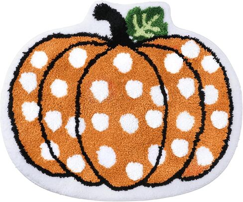 Thanksgiving Pumpkin Bathroom Rugs 26.8 x 22.6 Inch Fall Pumpkin Shaped Bath Mat Halloween Kitchen Mat Orange Floor Mat for Home Festival Decor in Saudi Arabia
