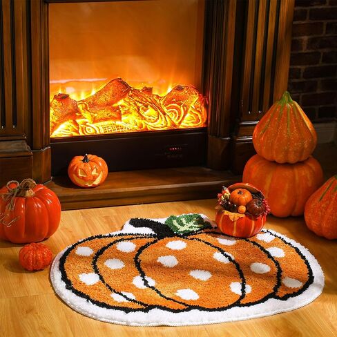 Thanksgiving Pumpkin Bathroom Rugs 26.8 x 22.6 Inch Fall Pumpkin Shaped Bath Mat Halloween Kitchen Mat Orange Floor Mat for Home Festival Decor in Saudi Arabia