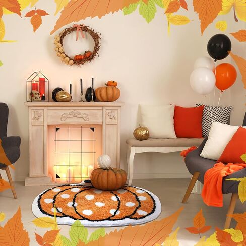Thanksgiving Pumpkin Bathroom Rugs 26.8 x 22.6 Inch Fall Pumpkin Shaped Bath Mat Halloween Kitchen Mat Orange Floor Mat for Home Festival Decor in Saudi Arabia