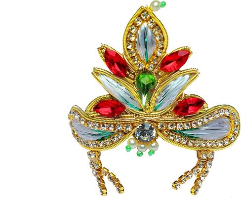 Designer God Goddess Mukut Set for Ganesh G / Laddu Gopal / Devi Maa / Radha Krishna Haar Sringar Set Deities jewellary Set for Janmashtami All God Idol Statue ( Size:- 0 , Color :- White & Golden ) in Saudi Arabia