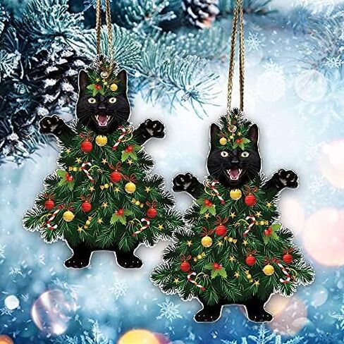 Black Cat Christmas Ornaments - Black Cat Tree Hanging Xmas Decor - 2024 Black Cat Christmas Ornaments (Black Cat Tree) in Saudi Arabia