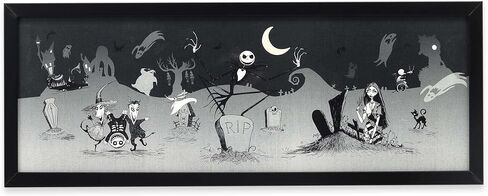 خريطة حائط بإطار من القماش الكتاني مؤطرة من Disney The Nightmare Before Christmas Brands من Open Road - خريطة مدينة الهالوين العتيقة لتزيين المنزل in Saudi Arabia