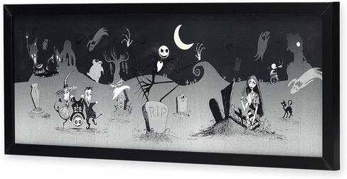 خريطة حائط بإطار من القماش الكتاني مؤطرة من Disney The Nightmare Before Christmas Brands من Open Road - خريطة مدينة الهالوين العتيقة لتزيين المنزل in Saudi Arabia
