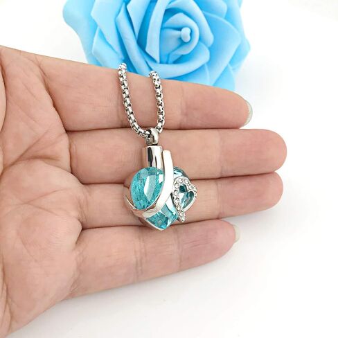 Urn Necklaces for Ashes Love Heart Blue Crystal Cremation Jewelry Keepsake Holder Memorial Necklace Pendant in Saudi Arabia