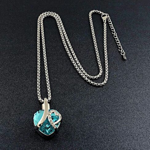 Urn Necklaces for Ashes Love Heart Blue Crystal Cremation Jewelry Keepsake Holder Memorial Necklace Pendant in Saudi Arabia