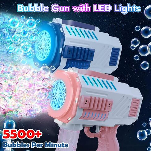 Bubble Guns 2 Pack - Bubble Machine Gun with Lights, Bubble Machine for Toddlers, Automatic Bubble Blower for Outdoor, Party, Birthday, Wedding in Saudi Arabia