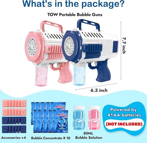 Bubble Guns 2 Pack - Bubble Machine Gun with Lights, Bubble Machine for Toddlers, Automatic Bubble Blower for Outdoor, Party, Birthday, Wedding in Saudi Arabia