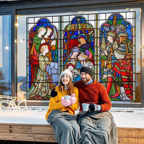 Spiareal Christmas Window Clings Nativity Decorations Reusable Non Adhesive Sticker Vinyl Religious Holiday and Door Decor Decals for Home Xmas (30.71 x 39.37 Inch) in Kuwait