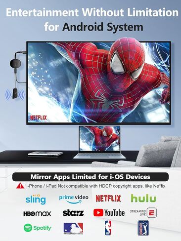 محول عرض HDMI لاسلكي TIMBOOTECH 4K - محول دونجل لاسلكي لمستقبل HDMI لبث الفيديو والصوت للاجتماعات والتعليم وPPT والمسرح المنزلي والحفلات والتوصيل والتشغيل ووضع المرآة والتمديد in Kuwait