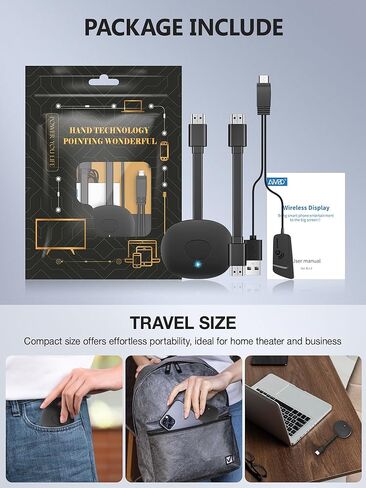 محول عرض HDMI لاسلكي TIMBOOTECH 4K - محول دونجل لاسلكي لمستقبل HDMI لبث الفيديو والصوت للاجتماعات والتعليم وPPT والمسرح المنزلي والحفلات والتوصيل والتشغيل ووضع المرآة والتمديد in Kuwait