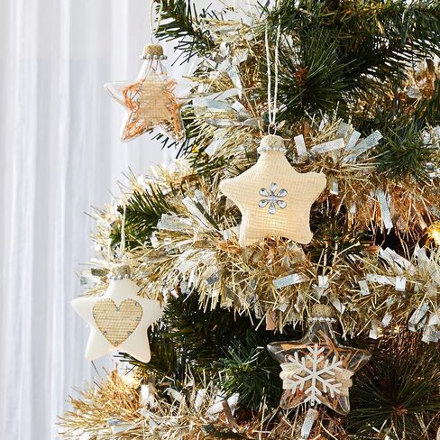 12-Pack of Christmas Tree Decorations - Hanging Star Decorations, Glass Christmas Ornaments, Festive Embellishments, Brown - 2.9 x 6.2 x 1.1 in Saudi Arabia