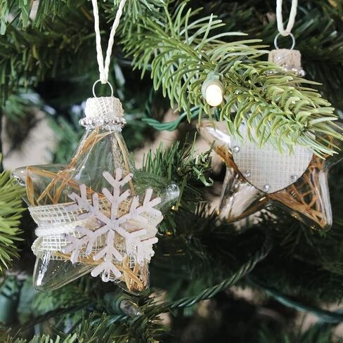12-Pack of Christmas Tree Decorations - Hanging Star Decorations, Glass Christmas Ornaments, Festive Embellishments, Brown - 2.9 x 6.2 x 1.1 in Saudi Arabia