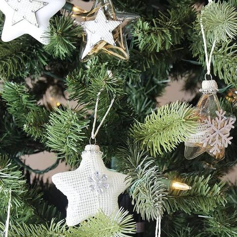 12-Pack of Christmas Tree Decorations - Hanging Star Decorations, Glass Christmas Ornaments, Festive Embellishments, Brown - 2.9 x 6.2 x 1.1 in Saudi Arabia