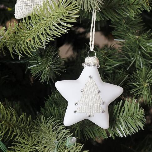12-Pack of Christmas Tree Decorations - Hanging Star Decorations, Glass Christmas Ornaments, Festive Embellishments, Brown - 2.9 x 6.2 x 1.1 in Saudi Arabia
