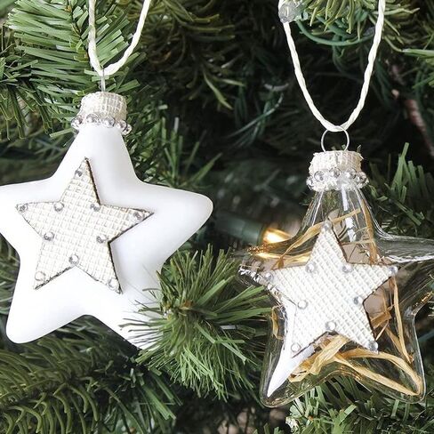 12-Pack of Christmas Tree Decorations - Hanging Star Decorations, Glass Christmas Ornaments, Festive Embellishments, Brown - 2.9 x 6.2 x 1.1 in Saudi Arabia