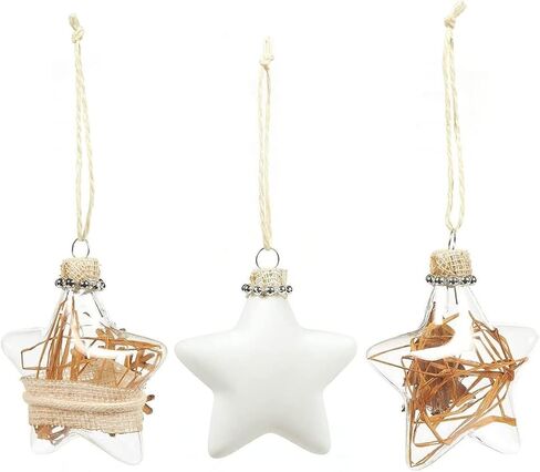 12-Pack of Christmas Tree Decorations - Hanging Star Decorations, Glass Christmas Ornaments, Festive Embellishments, Brown - 2.9 x 6.2 x 1.1 in Saudi Arabia