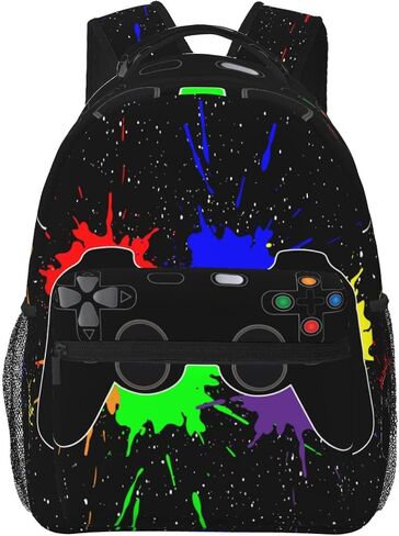 Video Game Joystick Splash Cool Backpack For School Laptop Bags Bookbag Big Casual Daypack For Student Girls Boys Kids Teens Travel Sports Work in Saudi Arabia